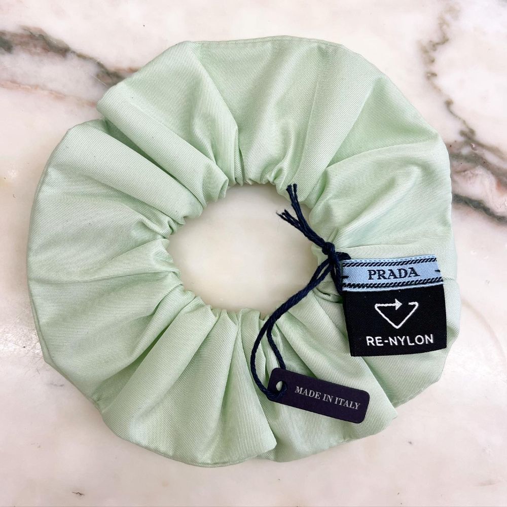 Prada mint green hair scrunchie