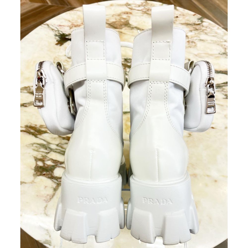 Prada Monolith white leather boot