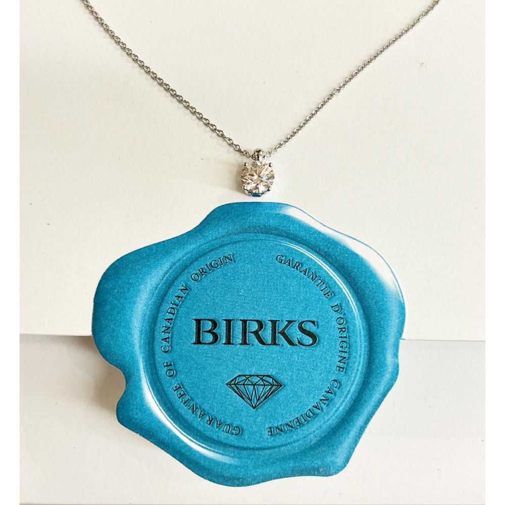 Birks solitaire diamond pendant necklace