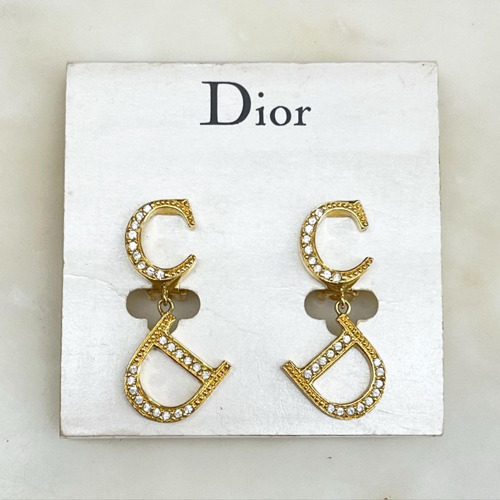 Christian Dior drop clip on earrings