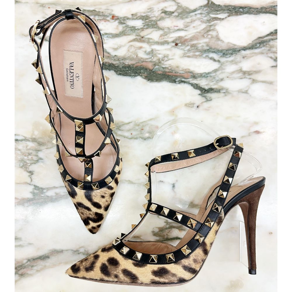 Valentino leopard print studded heels