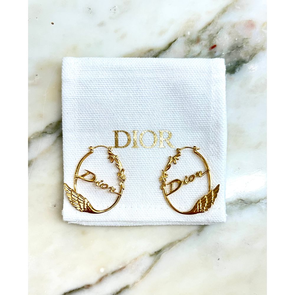 Dior wing script hoop earrings