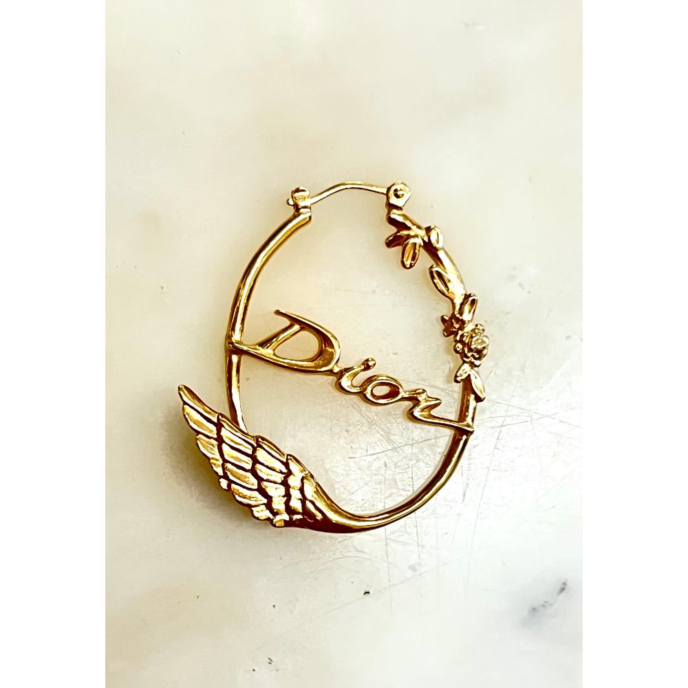 Dior wing script hoop earrings