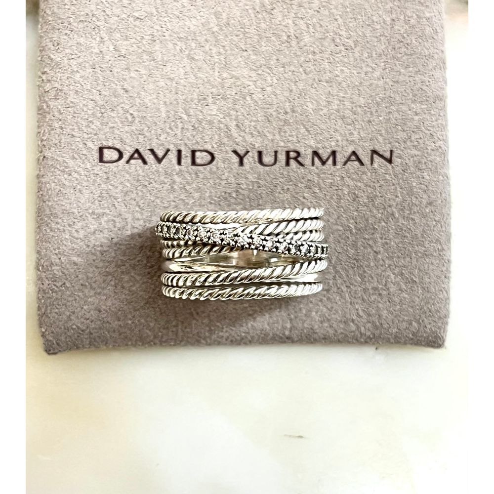 David Yurman diamond, gold and silver ring