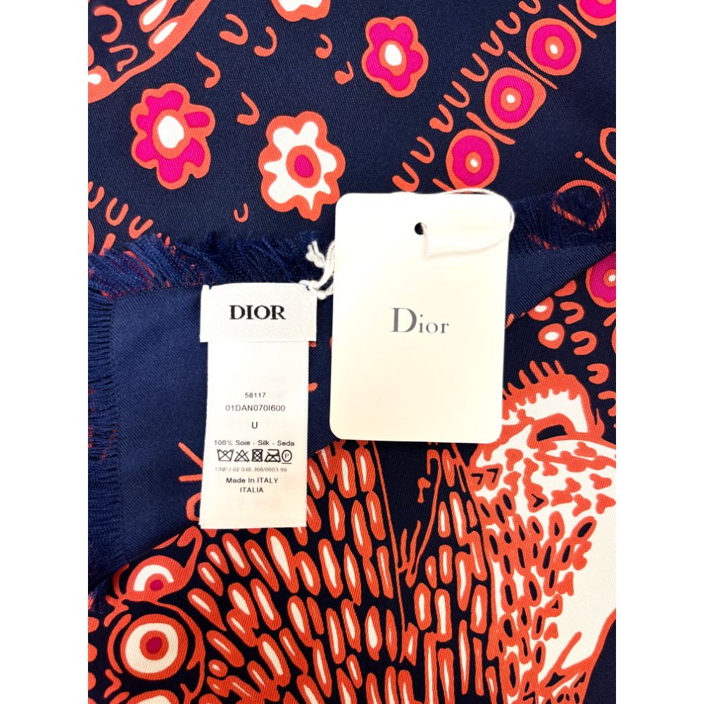 Dior Animals Lion print silk scarf