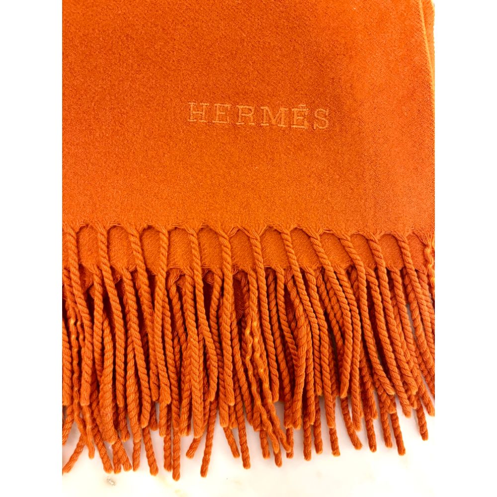 Hermès orange cashmere throw