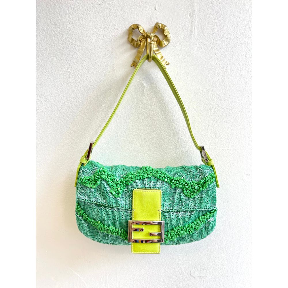 Fendi hand-beaded emerald baguette