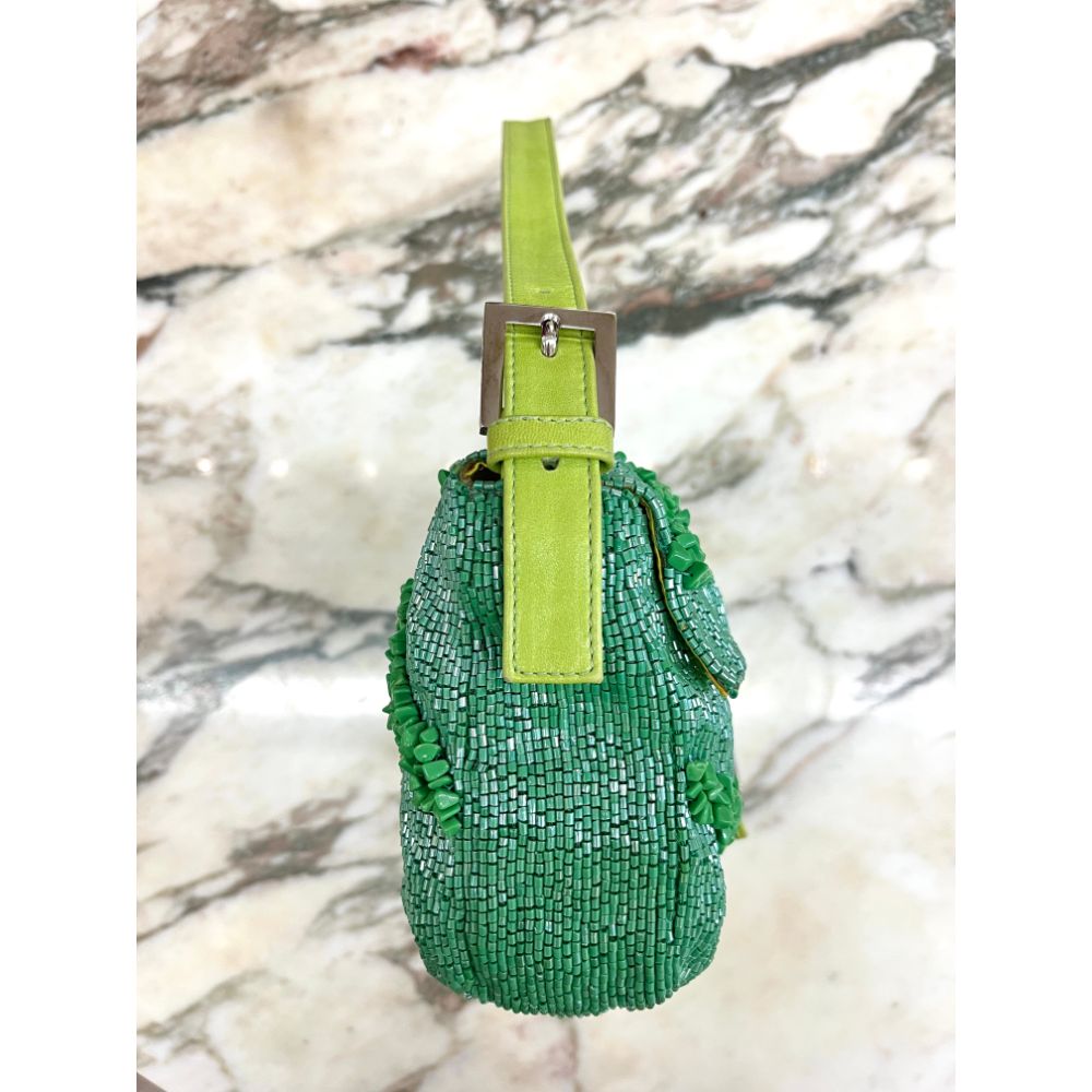 Fendi hand-beaded emerald baguette