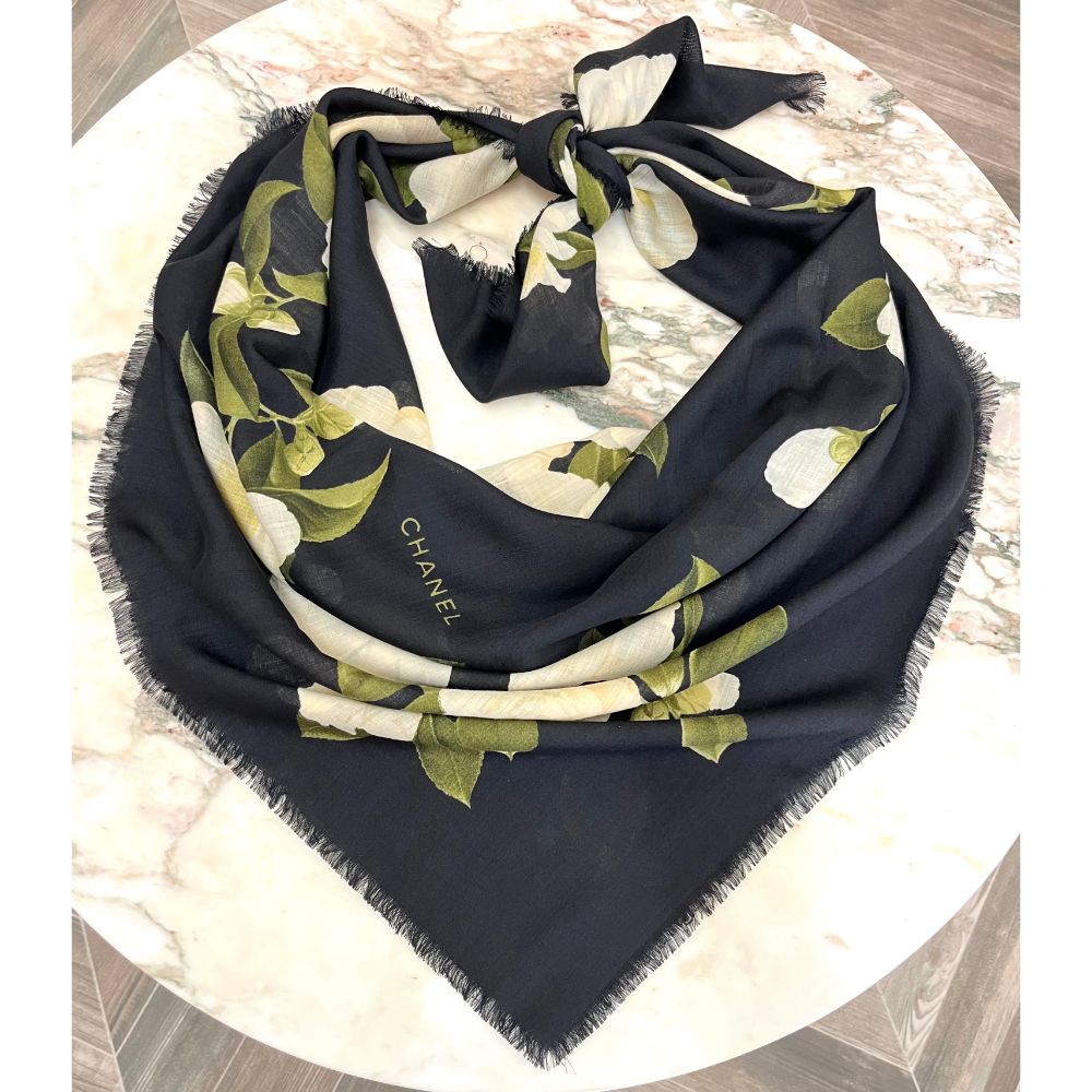 Chanel camellia print shawl/wrap