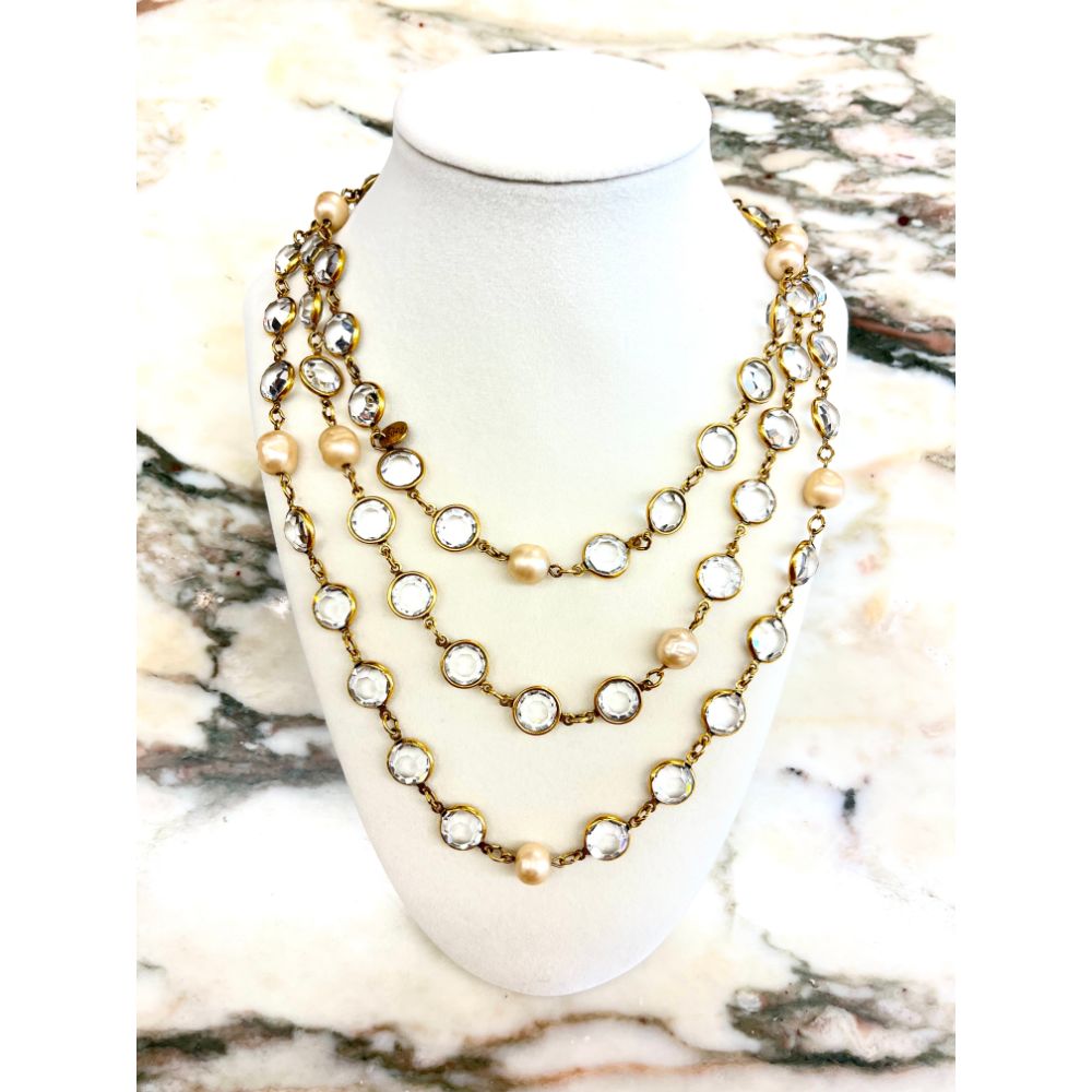 Vintage chanel pearl necklace hotsell