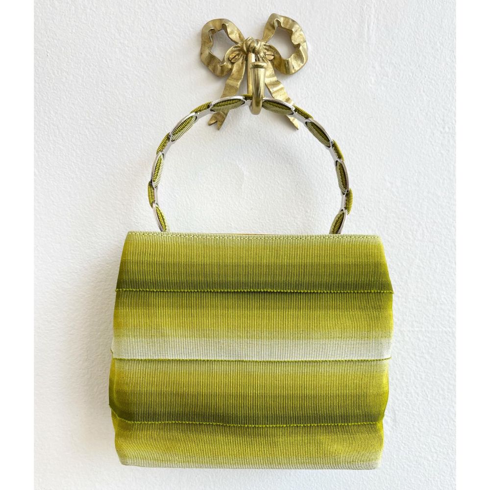 Ferragamo lime green canvas bag