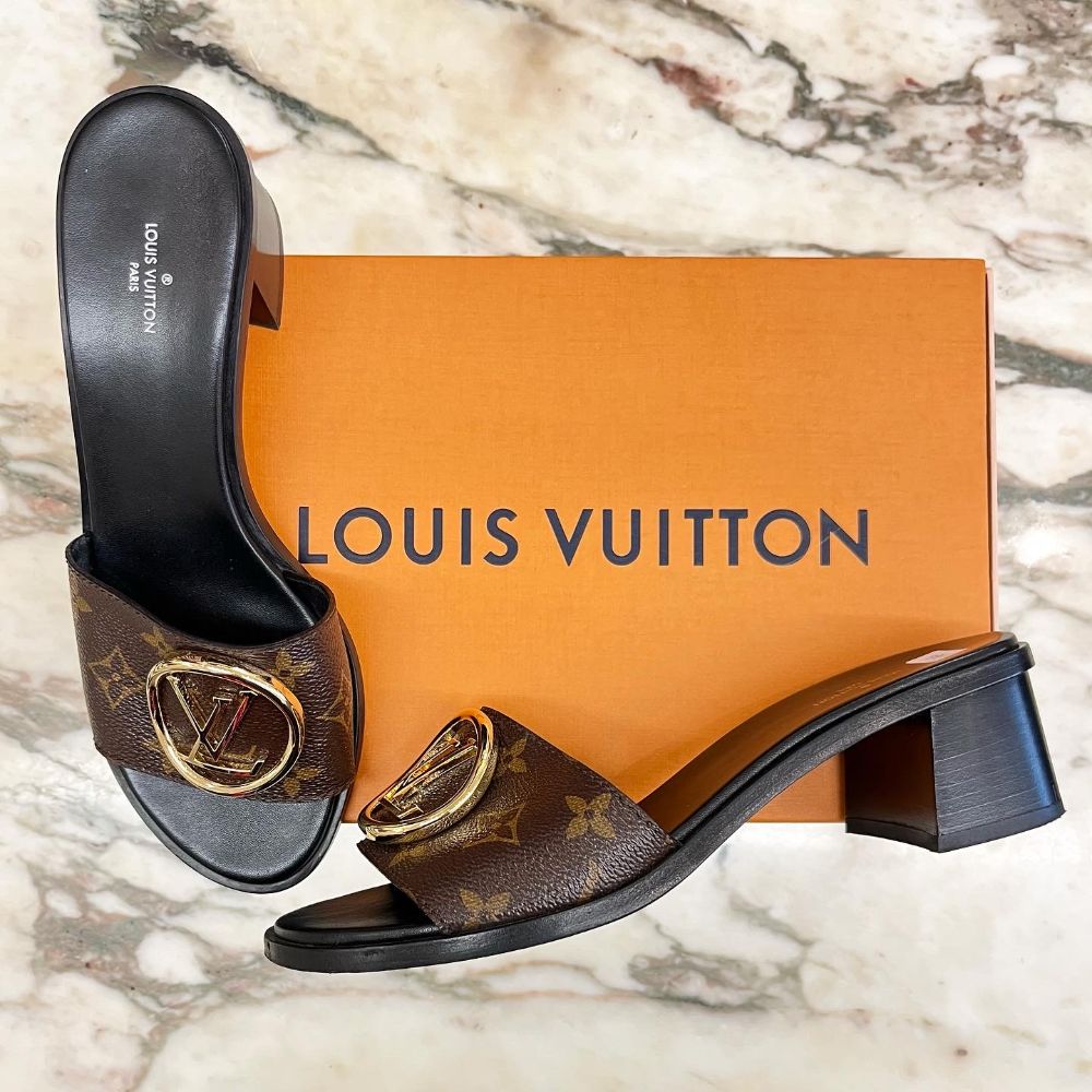 Louis Vuitton Lock-it leather mules