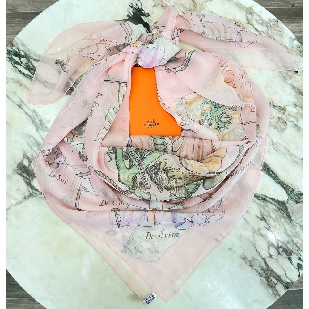 Hermès Pavois chiffon shawl