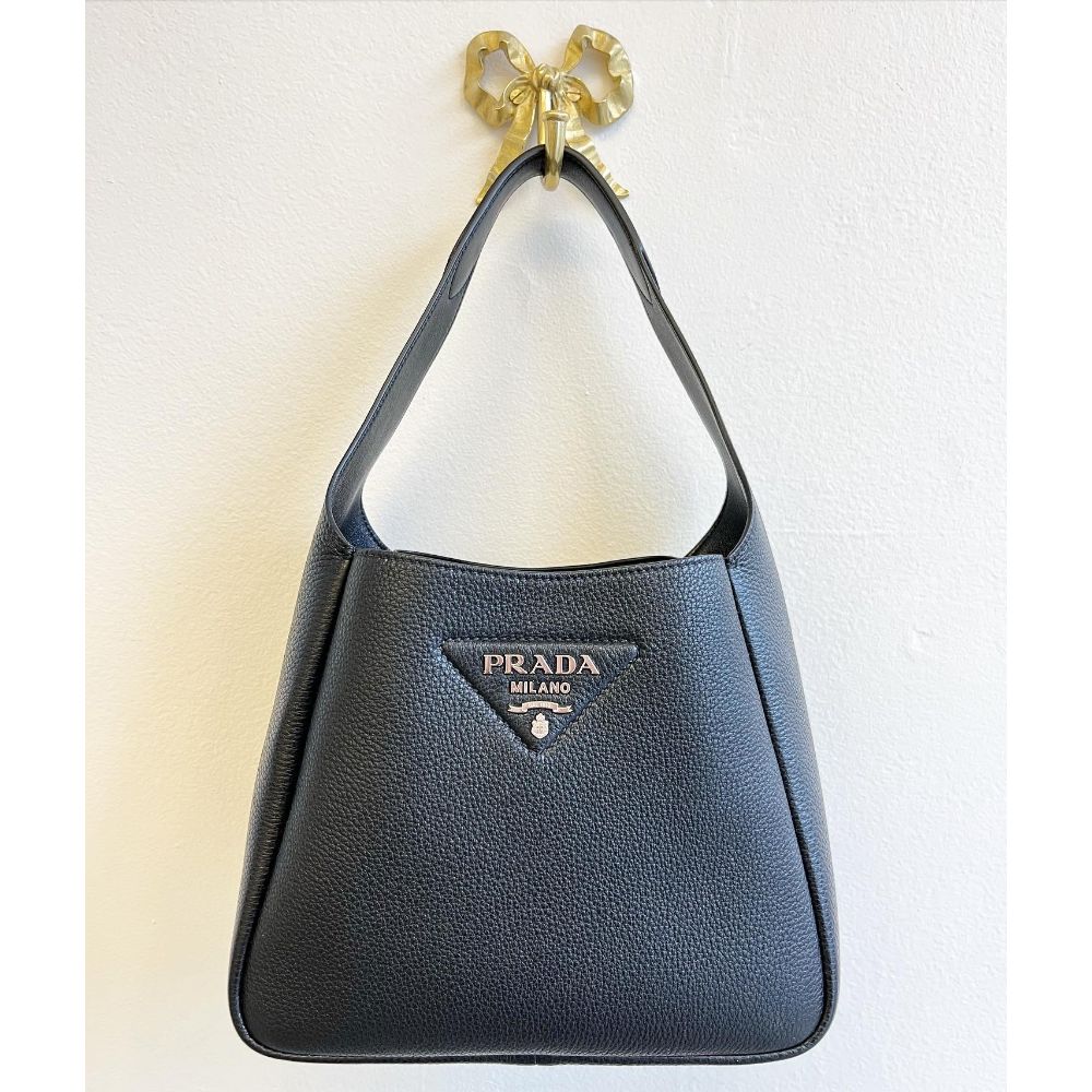 Prada black dynamique hobo bag