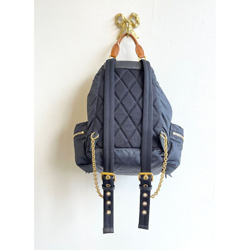 Burberry black nylon medium rucksack