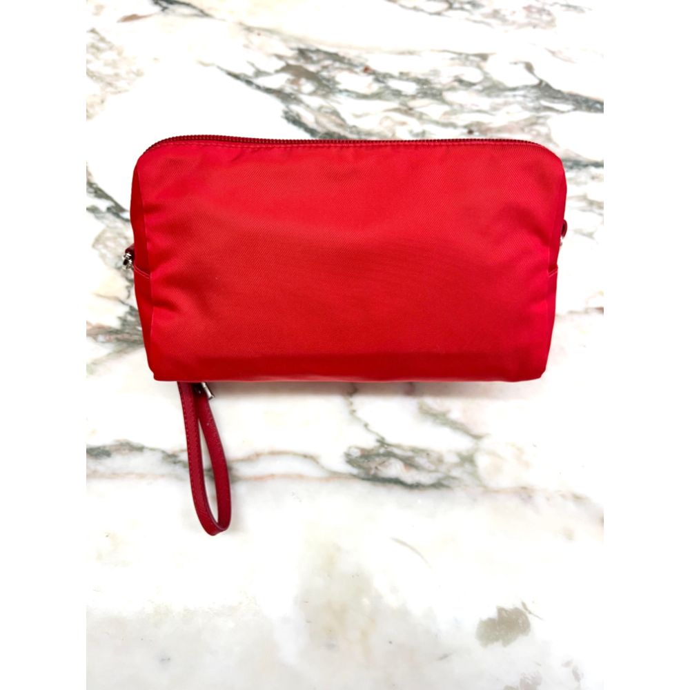 Prada red nylon wristlet