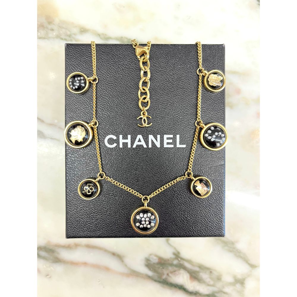 Chanel 2020 resin black charm necklace