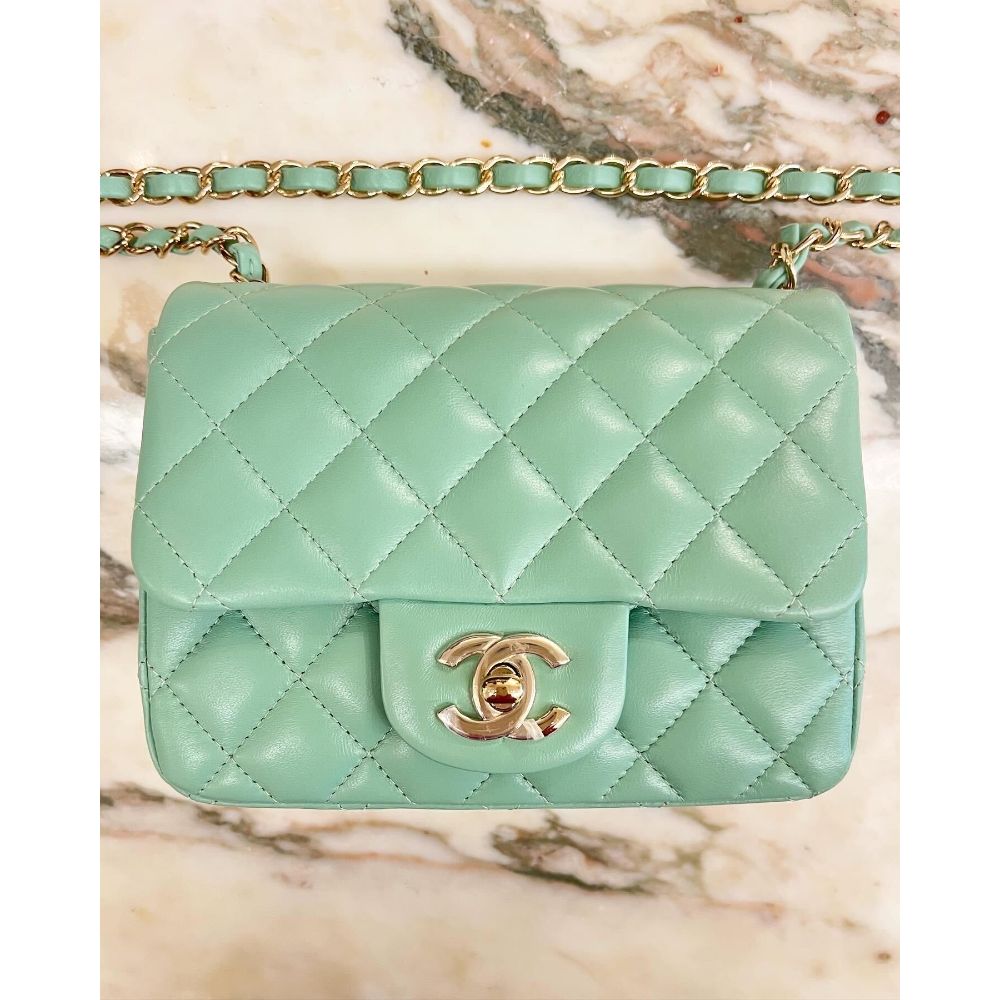 Chanel 2019 green square mini-flap bag