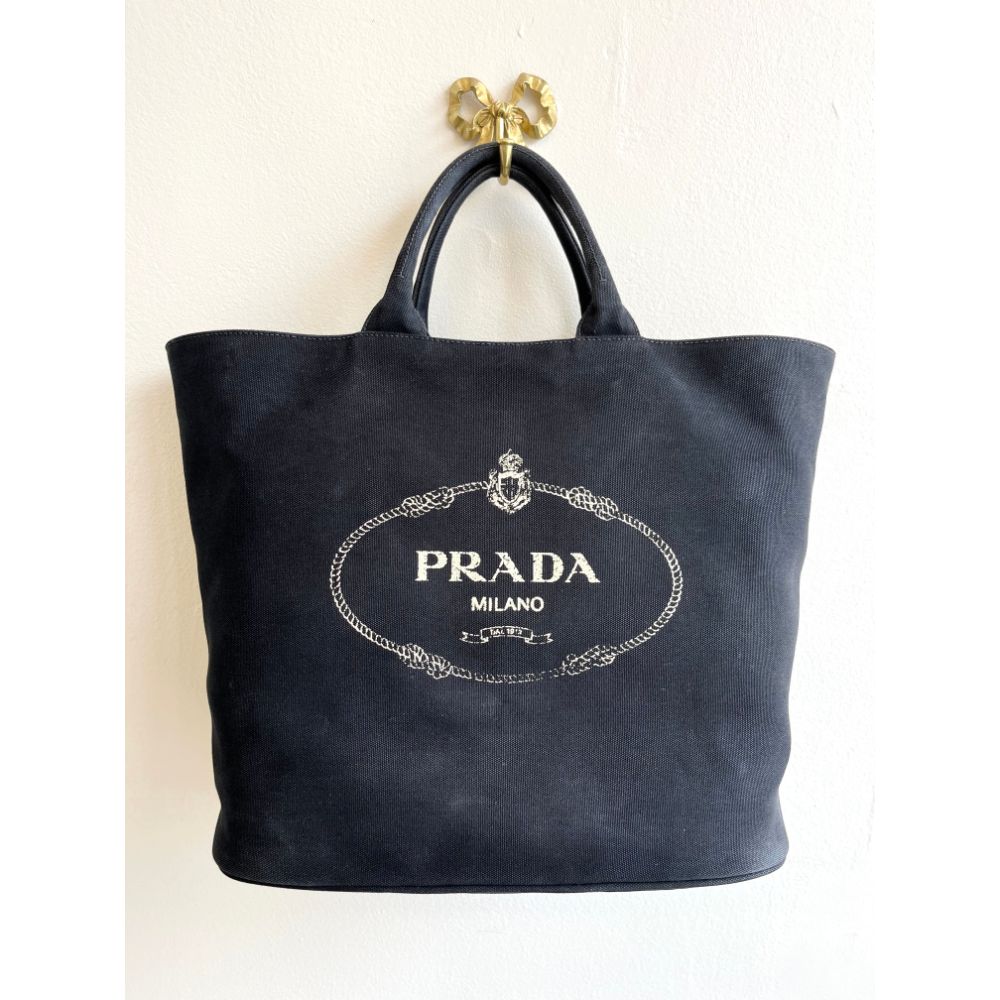 Prada Canapa large canvas shopping tote