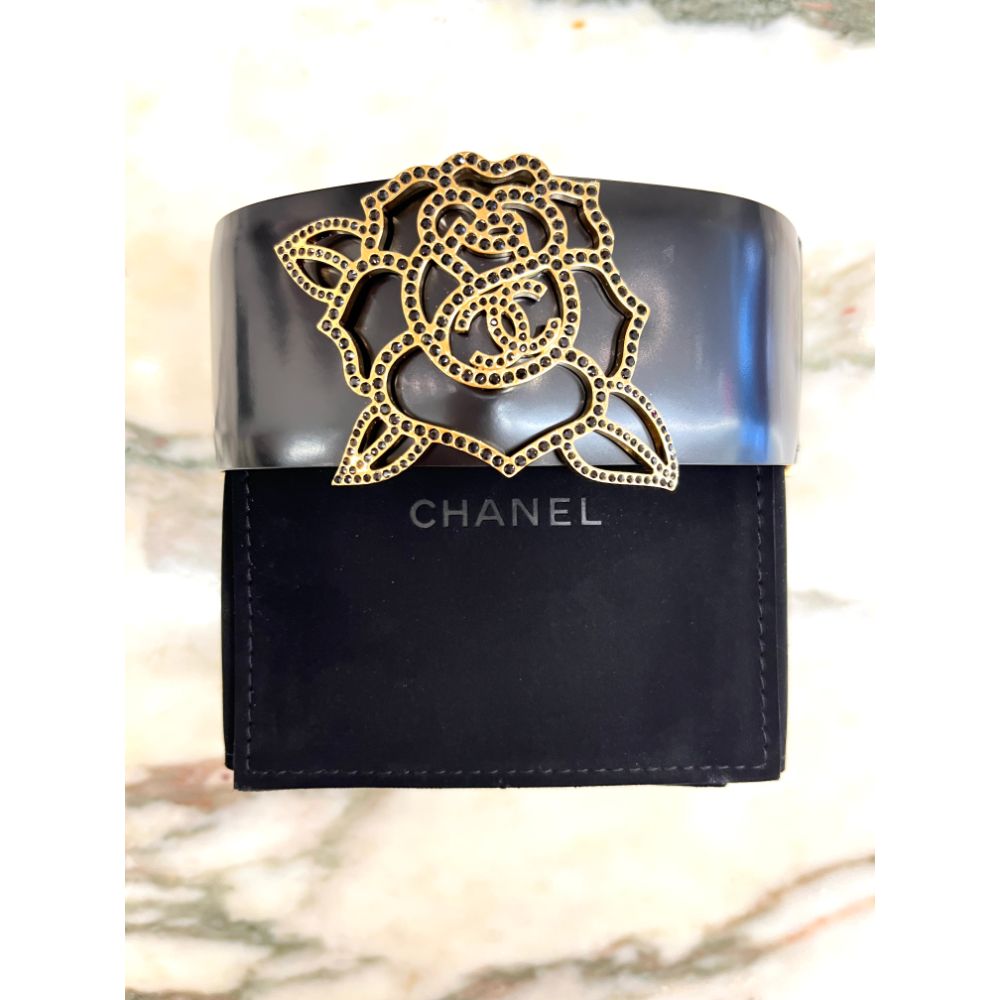Chanel 2017 black leather cuff