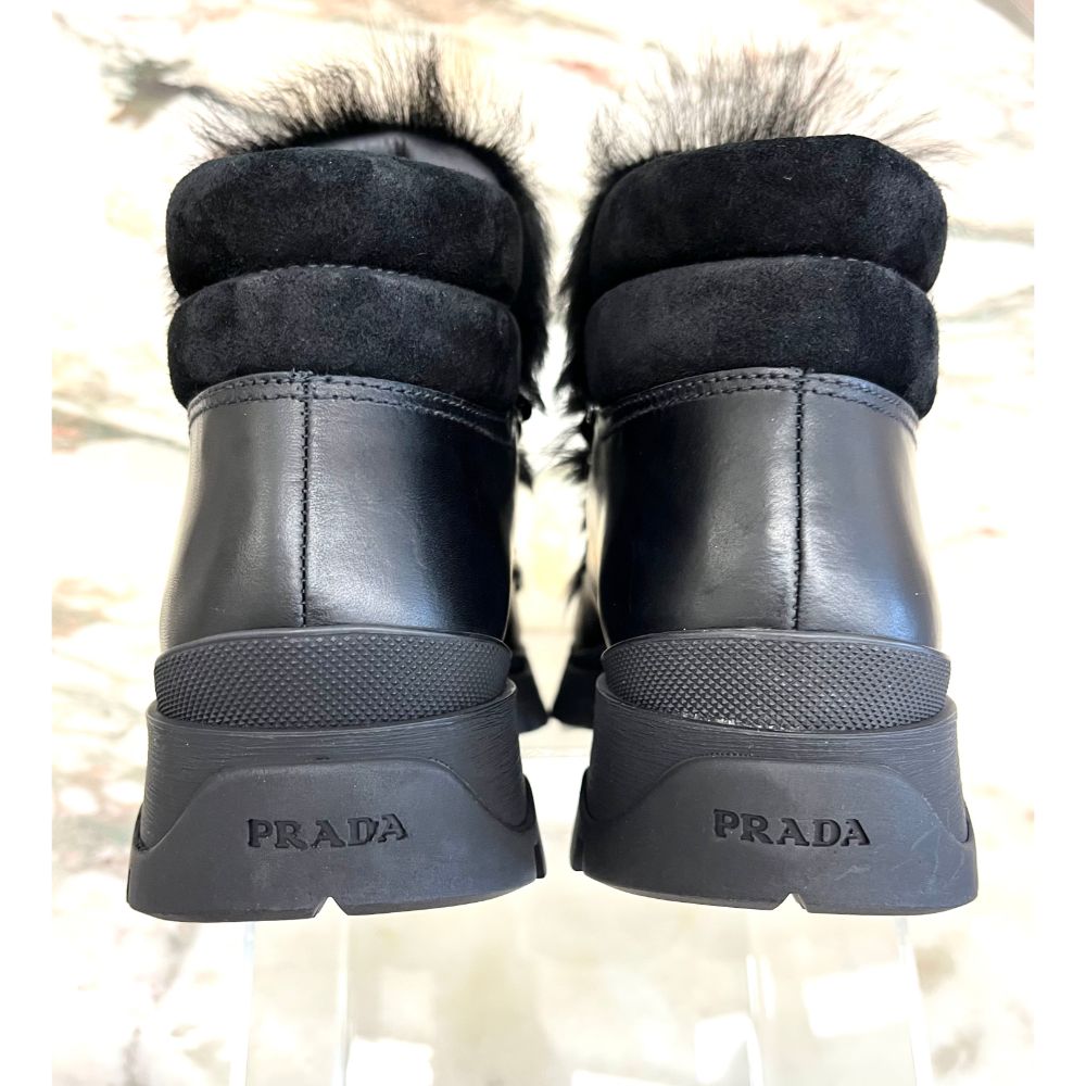 Prada shearling trimmed ankle boots