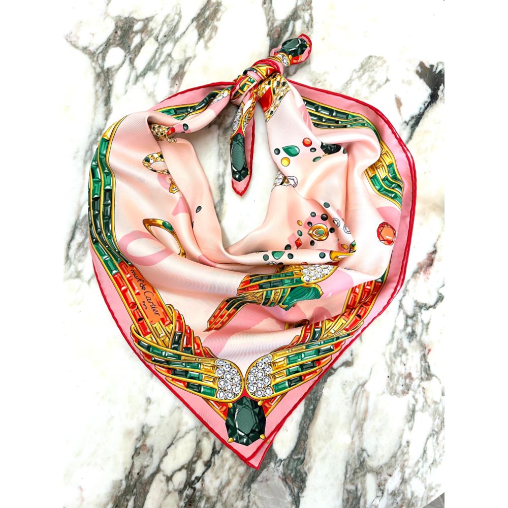 Cartier jewelled animals silk scarf