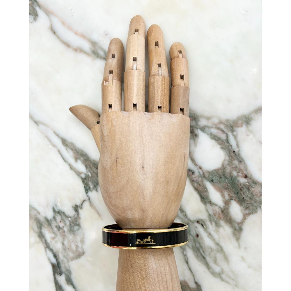 Hermès Caleche enamel bangle with gold trim