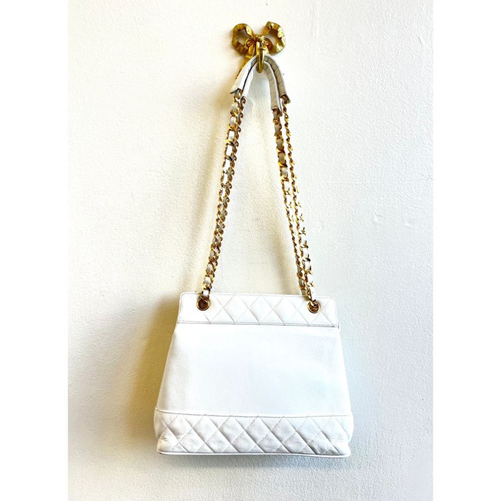 Chanel 1990 white shoulder bag