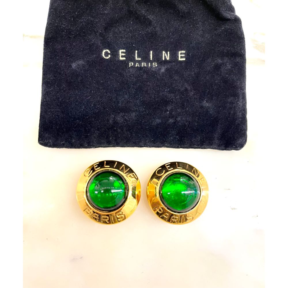 Celine gold logo earrings