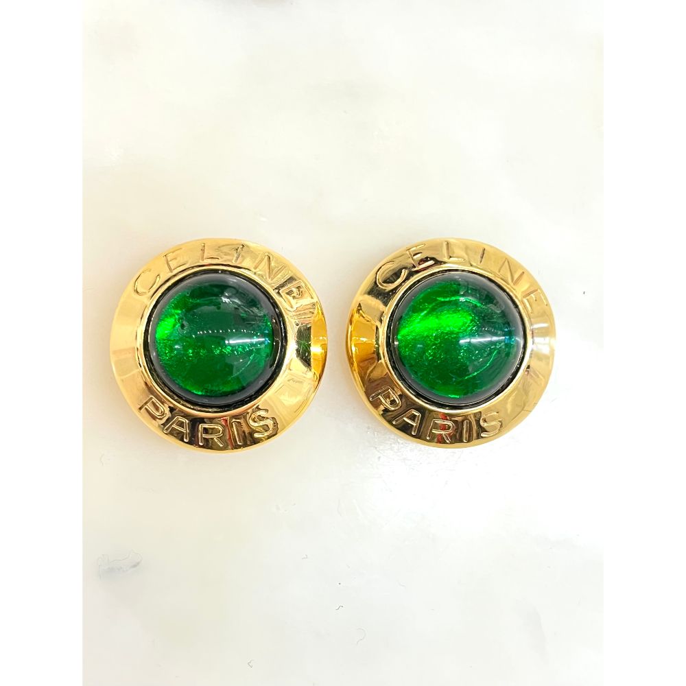 Celine gold logo earrings