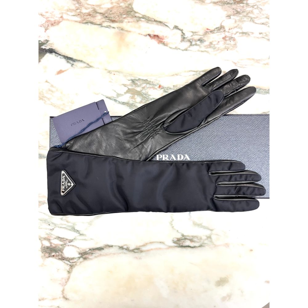 Prada leather and nylon gloves