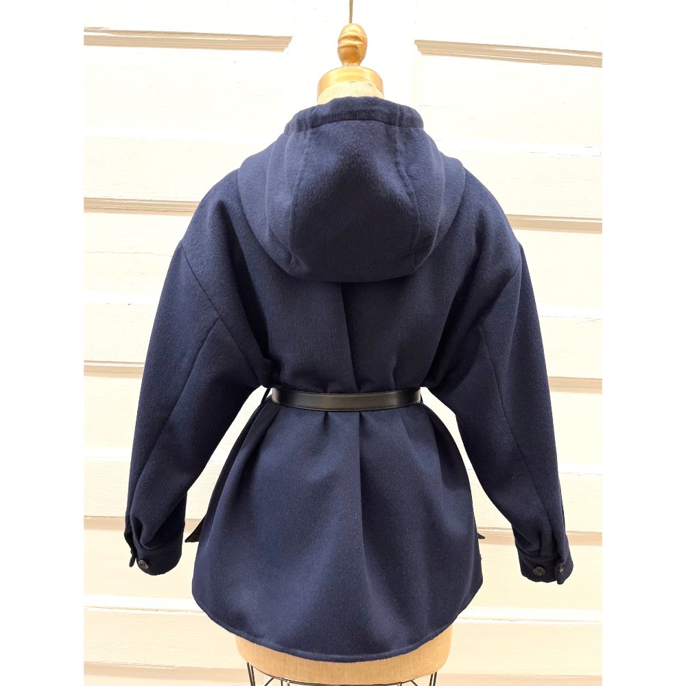 Prada cashgora oversized navy belted jacket