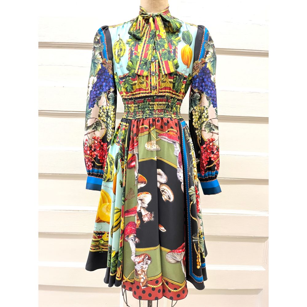 Dolce & Gabbana fruit and funghi silk dress