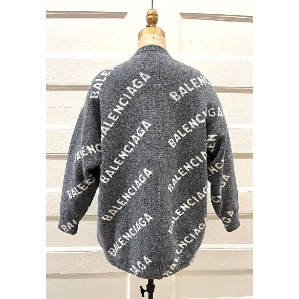 Balenciaga grey logo oversized sweater