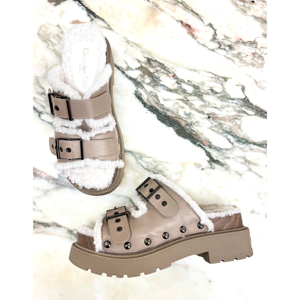 Dior Diorquake leather and shearling sandals