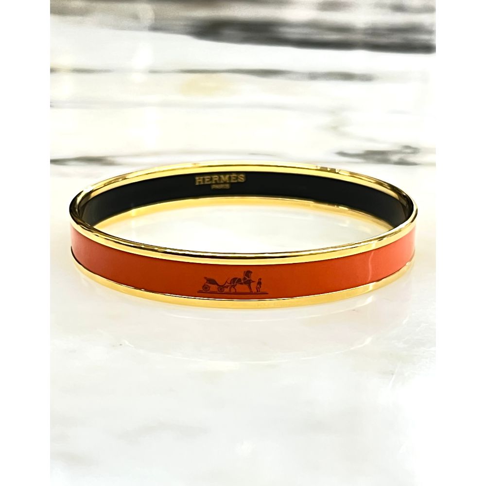 Hermès orange Calèche bangle