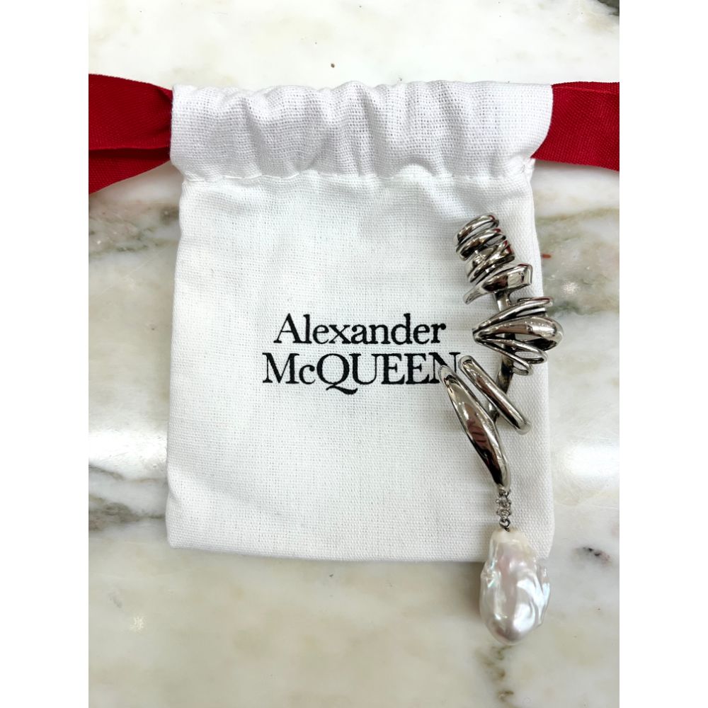 Alexander McQueen silver and pearl ear cuff
