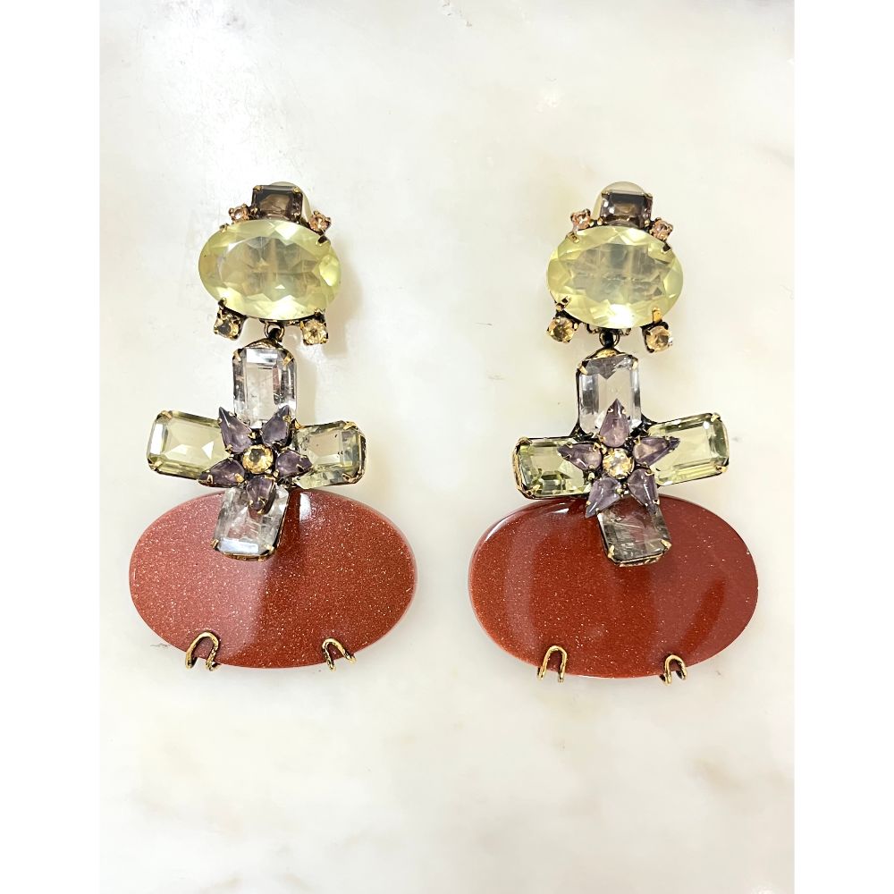 Iradj Moini stone drop crystal earrings