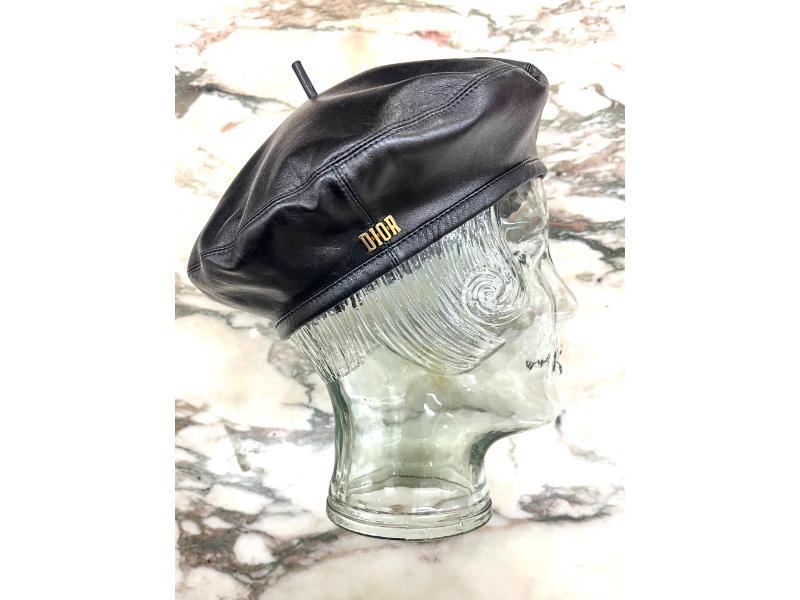 Dior D-Dream black leather beret