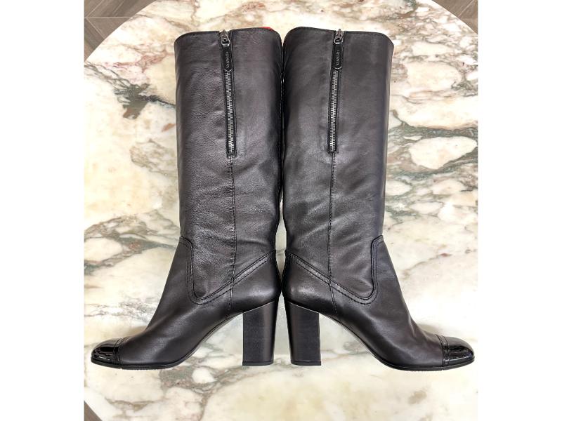 Chanel cowboy boots with patent toe