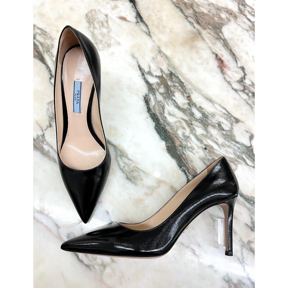 Prada black patent heels