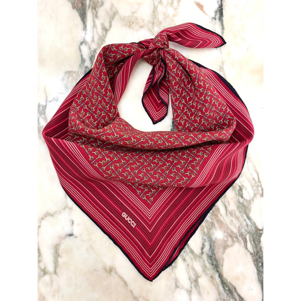 Gucci 1970s horsebit silk scarf