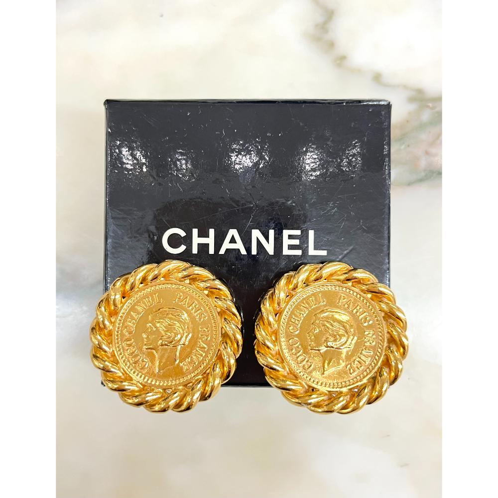 Coco Chanel 1980s coin earrings