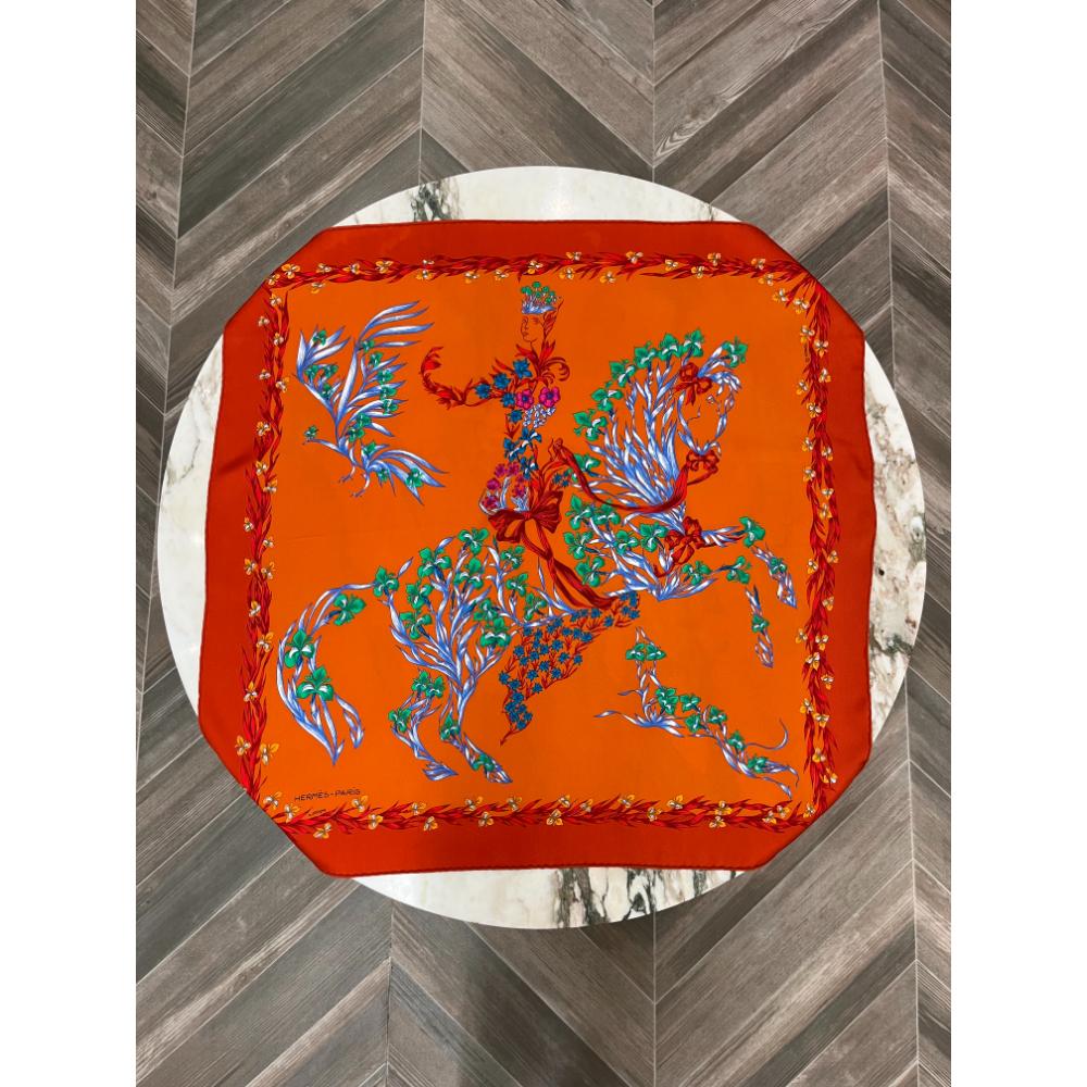 Hermes Cheval Fleuri silk scarf