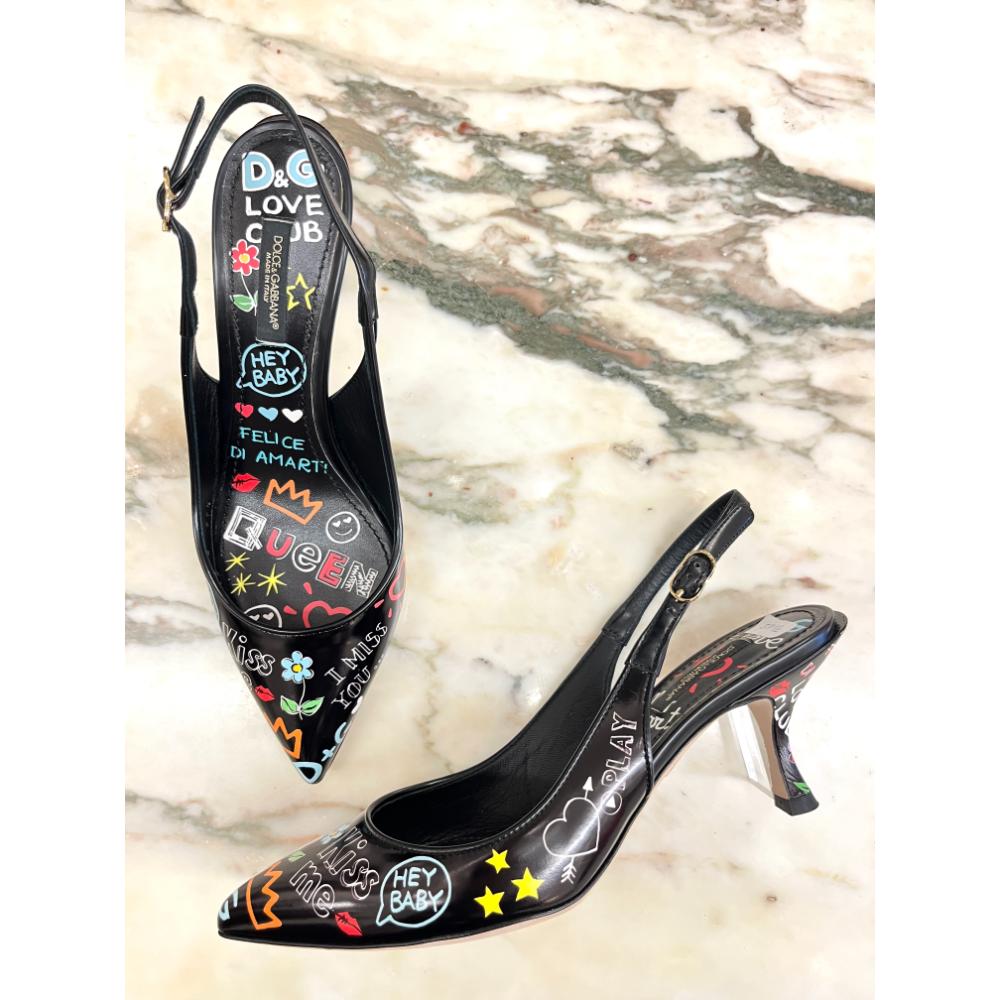 Dolce & Gabbana graffiti slingback heels