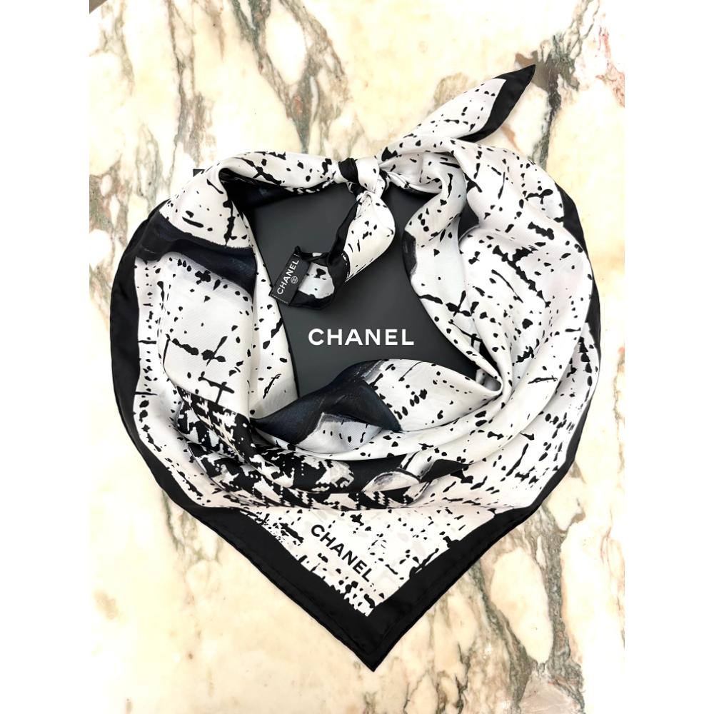 Chanel jacket print scarf