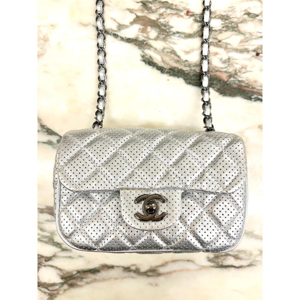 Chanel 2014 silver flap bag