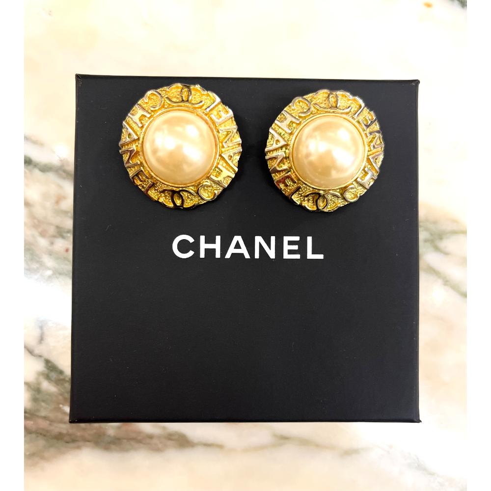 Chanel gold pearl earrings
