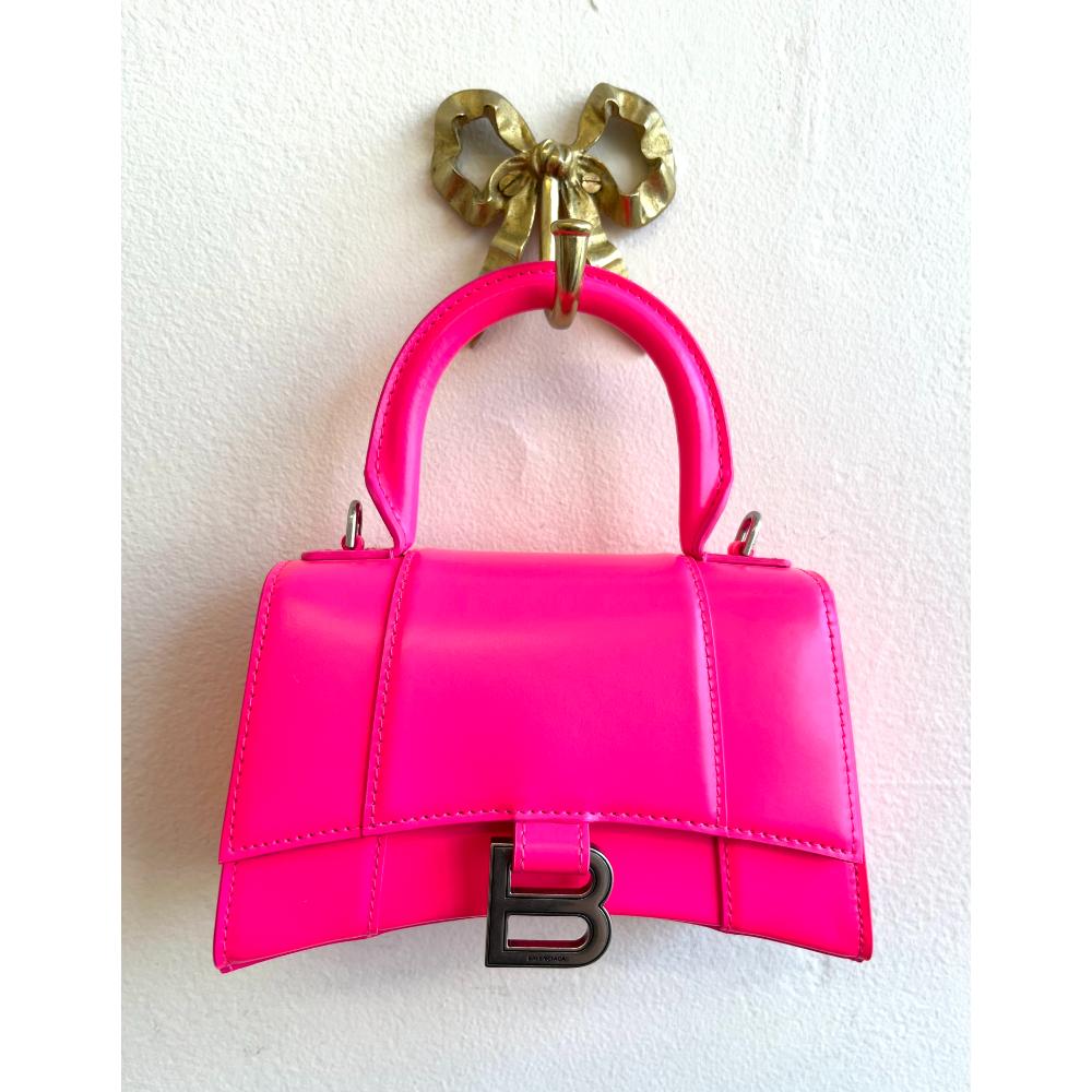 Balenciaga XS Hourglass hot pink leather hand/crossbody bag