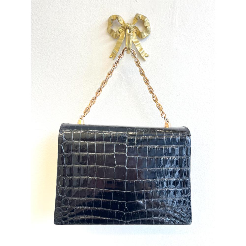 Gucci black crocodile purse